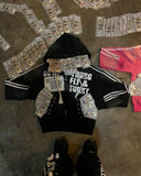 FOESCE Streetwear Sportswear Two Piece Set Y2K Mens Hip Hop Goth Retro Patch Zipper Hooded Sweatshirt Casual Fashion Couple Sweatpants