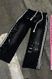 FOESCE Streetwear Sportswear Two Piece Set Y2K Mens Hip Hop Goth Retro Patch Zipper Hooded Sweatshirt Casual Fashion Couple Sweatpants