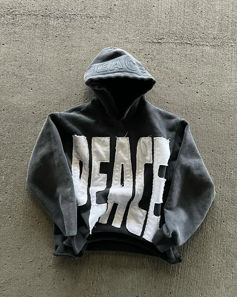 Foesce Streetwear Y2K Hoodie New Fashion American Vintage Letter Embroidered Hoodie Men Women Harajuku Gothic Oversized Sweater Tops