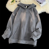 Suede sweatshirt hooded sweatshirt hooded American clothes spring and autumn retro trendy loose casual brand jacket harajuku Y2K