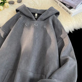Suede sweatshirt hooded sweatshirt hooded American clothes spring and autumn retro trendy loose casual brand jacket harajuku Y2K
