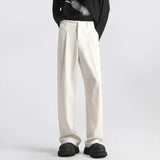 FOESCE Suit Pants Men Slim Fit Fashion Social Mens Dress Pants Korean Casual Straight Pants Mens Office Formal Trousers Large Size 5XL