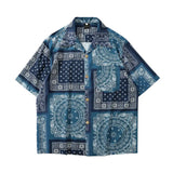 FOESCE Summer Hawaiian Bandana Shirt Men Short Sleeve Male Paisley Shirts Hip Hop Beach Clothing Harajuku Young Style Lapel Men Tops