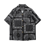FOESCE Summer Hawaiian Bandana Shirt Men Short Sleeve Male Paisley Shirts Hip Hop Beach Clothing Harajuku Young Style Lapel Men Tops