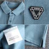 FOESCE Summer New American Retro Knitted Micro Chapter Pattern Polo Shirt Men's Simple Pure Cotton Short Sleeve Youth Casual T-shirt