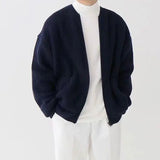 Foesce  Sweater Men Autumn and Winter New Fashion Zipper Knit Cardigan Man's Coats Solid O-neck Loose and Casual Long Sleeve Jacket