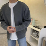 Foesce  Sweater Men Autumn and Winter New Fashion Zipper Knit Cardigan Man's Coats Solid O-neck Loose and Casual Long Sleeve Jacket