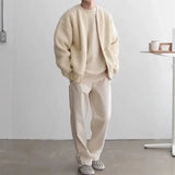Foesce  Sweater Men Autumn and Winter New Fashion Zipper Knit Cardigan Man's Coats Solid O-neck Loose and Casual Long Sleeve Jacket