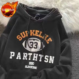 Sweatshirt for Men Hoodies Y2k Vintage Male Clothes Letter Aesthetic Fleeced Blue Hooded Streetwear Autumn Cheap Designer Funny