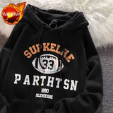 Sweatshirt for Men Hoodies Y2k Vintage Male Clothes Letter Aesthetic Fleeced Blue Hooded Streetwear Autumn Cheap Designer Funny