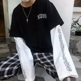FOESCE T Shirt for Men Anime Long Sleeves t-shirts Men's clothing Autumn Y2k Gothic Oversized Graphic T Shirts Streetwear Harajuku Tops