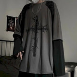 FOESCE T Shirt for Men Anime Long Sleeves t-shirts Men's clothing Autumn Y2k Gothic Oversized Graphic T Shirts Streetwear Harajuku Tops