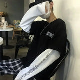 FOESCE T Shirt for Men Anime Long Sleeves t-shirts Men's clothing Autumn Y2k Gothic Oversized Graphic T Shirts Streetwear Harajuku Tops