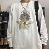 FOESCE T Shirt for Men Anime Long Sleeves t-shirts Men's clothing Autumn Y2k Gothic Oversized Graphic T Shirts Streetwear Harajuku Tops