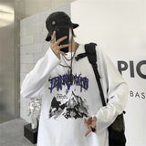 FOESCE T Shirt for Men Anime Long Sleeves t-shirts Men's clothing Autumn Y2k Gothic Oversized Graphic T Shirts Streetwear Harajuku Tops