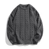 FOESCE TFETTERS Brand Grey Braid Sweaters for Mens Classics O Neck Japan Fashion Knitted Sweater Male 2025 New Winter Casual Clothing