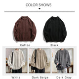 FOESCE TFETTERS Brand Grey Braid Sweaters for Mens Classics O Neck Japan Fashion Knitted Sweater Male 2025 New Winter Casual Clothing