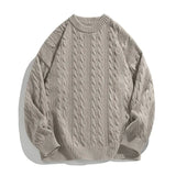 FOESCE TFETTERS Brand Grey Braid Sweaters for Mens Classics O Neck Japan Fashion Knitted Sweater Male 2025 New Winter Casual Clothing