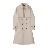 FOESCE Trench Men Coat British Style Solid Double Breasted Oversize Leisure Long Coats Stylish Outwear Hombre Korean Style Windbreaker