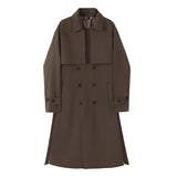 FOESCE Trench Men Coat British Style Solid Double Breasted Oversize Leisure Long Coats Stylish Outwear Hombre Korean Style Windbreaker