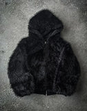 FOESCE Trendy and Fashionable Reversible Loose Plush Black All-match Hoodie Men's Casual Winter New Jacket Cotton Jacket Must-have Item