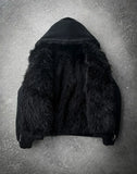 FOESCE Trendy and Fashionable Reversible Loose Plush Black All-match Hoodie Men's Casual Winter New Jacket Cotton Jacket Must-have Item