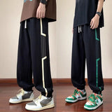 FOESCE Trousers Sweatpants for Men Goth Thin Summer Striped Man Sports Pants Harem Gym Flated New in Sport Jogger Big Tall Long Joker