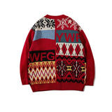 FOESCE Ugly Christmas Sweater Cute Bear Top Oversize Men High Street Knitting Sweater V-neck Single-breasted Pullover Women Couple Coat