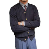 FOESCE V-neck Cardigan Sweater Men's V Neck Knitted Cardigan Sweater Thick Warm Windproof Coat for Fall Winter Casual Daily Wear