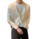 FOESCE V-neck Cardigan Sweater Men's V Neck Knitted Cardigan Sweater Thick Warm Windproof Coat for Fall Winter Casual Daily Wear