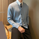 FOESCE V-neck Cardigan Sweater Men's V Neck Knitted Cardigan Sweater Thick Warm Windproof Coat for Fall Winter Casual Daily Wear
