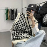 FOESCE Vest V Neck Graphic Plaid Man Clothes Sleeveless Waistcoat Knitted Sweaters for Men Pull Oversize S Thick Winter Sweat-shirt T A