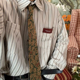 FOESCE Vintage High Striped Shirt Jacket Men's Loose Ins Long Sleeved Top Tops Shirts for Men Clothing Camisas y Blusa