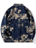 FOESCE Vintage Loose Denim Jacket with Grid Pattern - High-End American Casual Jean Coat for Men