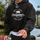 FOESCE Vintage Pattern Print Loose Hooded Sweatshirts Mens Leisure Long Sleeve Drawstring Hoodies Men 2025 Fall New Fashion Hoodie Tops
