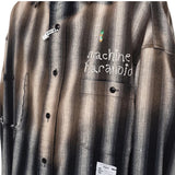 FOESCE Vintage  Striped Embroidered Long Sleeved Shirts Coat Men Distressed Loose Shirts Top
