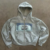 FOESCE Vintage Washed Men's Sweatshirts Y2k Gothic Clothes Retro Streetwear Hoodies  Letter Printed Zipper Couple Cardigan Hoodies