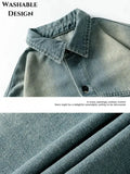 FOESCE Vintage Washed Old Denim Shirt Men Women Splicing Design Couple Loose Long Sleeve Shirt Jacket Soft Sports Casual