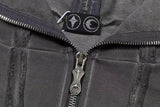 FOESCE Vintage Washed Thug Club Zipper Masked Hoodie Cap Silver Hollow Metal Round Ring Sweatshirts Outer Suture Pullovers Men Women