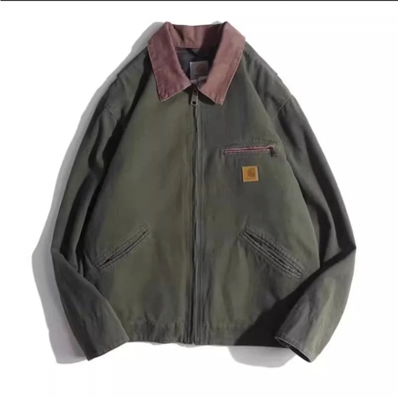 FOESCE Washed Vintage Distressed Denim Canvas Work Jacket Denim Jacket Men  Jackets for Men  Winter Jacket Men