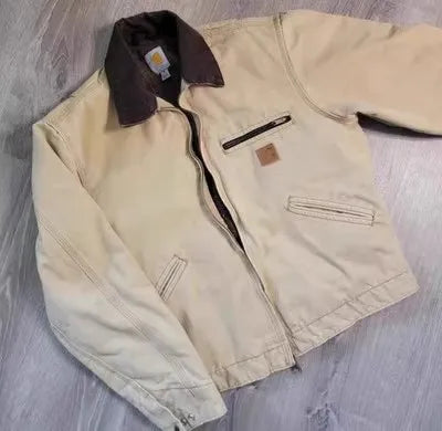 FOESCE Washed Vintage Distressed Denim Canvas Work Jacket Denim Jacket Men  Jackets for Men  Winter Jacket Men