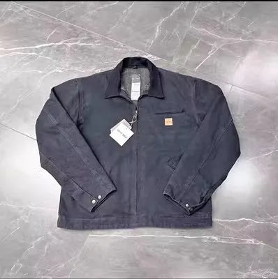 FOESCE Washed Vintage Distressed Denim Canvas Work Jacket Denim Jacket Men  Jackets for Men  Winter Jacket Men