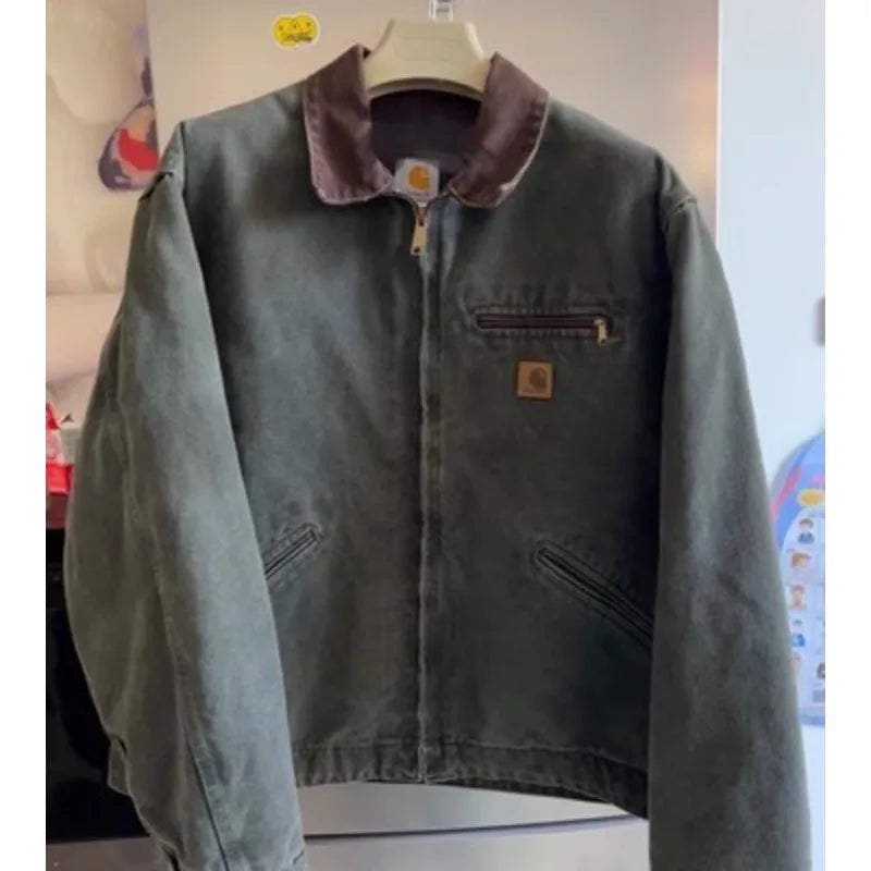 FOESCE Washed Vintage Distressed Denim Canvas Work Jacket Denim Jacket Men  Jackets for Men  Winter Jacket Men