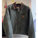 FOESCE Washed Vintage Distressed Denim Canvas Work Jacket Denim Jacket Men  Jackets for Men  Winter Jacket Men