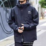 FOESCE Waterproof Hooded Jacket For Women Casual Style Color Blocking Embroidery North Face Fabric Loose Fit Spring Autumn Season