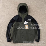 FOESCE Waterproof Hooded Jacket For Women Casual Style Color Blocking Embroidery North Face Fabric Loose Fit Spring Autumn Season