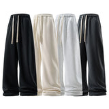 FOESCE Wide Leg Pant Fashion Causal Breathable Men Sweatpant Male Autumn Versatile Elastic High Waist Drawstring Loose Straight Trouser