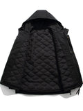 FOESCE Winter Cargo Jacket Men Solid Large Pocket Hooded Down Coat Men Retro Solid Color Warm Outdoors Windbreaker Down Jacket