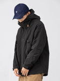 FOESCE Winter Cargo Jacket Men Solid Large Pocket Hooded Down Coat Men Retro Solid Color Warm Outdoors Windbreaker Down Jacket
