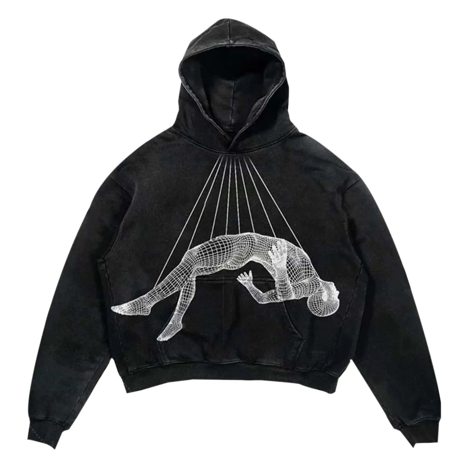 FOESCE Winter Casual Oversize Hooded Sweatshirt Wicked Movie Gothic Vintage Y2k Jacket Tracksuit Print Fleece Hoodie Woman Clothing Top